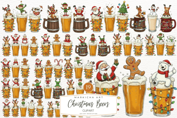 Cartoonish Christmas Beers Clipart: Illustrations Review