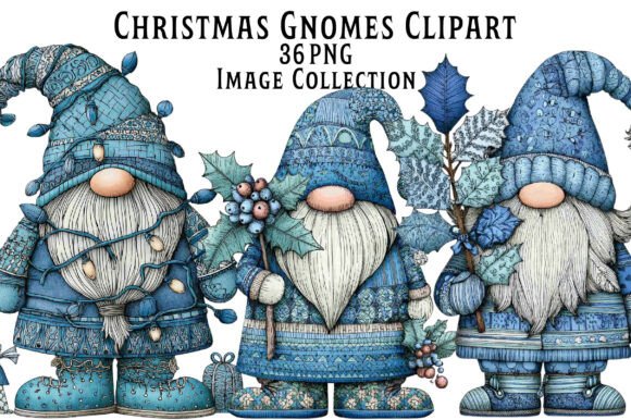 Christmas Blue Gnomes Clipart: Illustrations Review