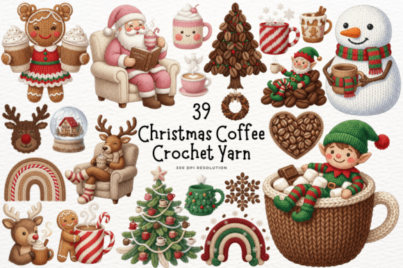 Christmas Coffee Crochet Yarn Clipart Review