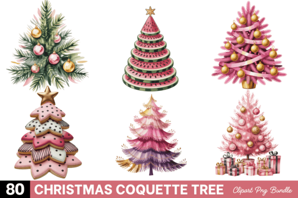 Christmas Coquette Tree Clipart Bundle: Illustrations for Bloggers
