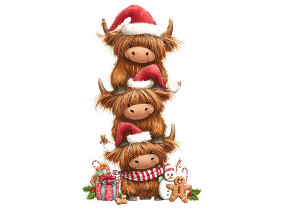 Christmas Cow Stack PNG for Blog Illustrations