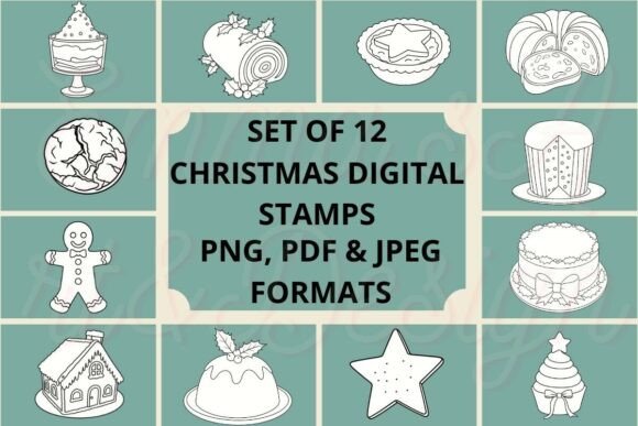 Christmas Dessert Digital Stamp Bundle: Sweet Illustrations
