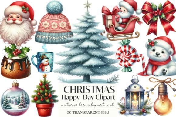 Christmas Happy Day Clipart: Festive Illustrations