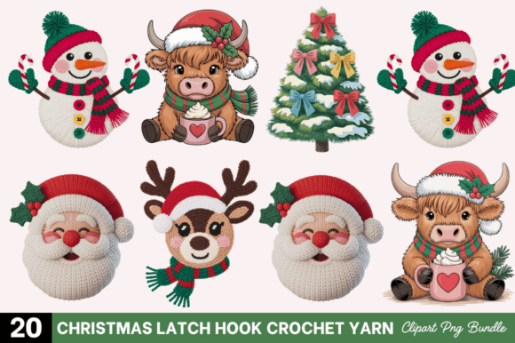Christmas Latch Hook Yarn Bundle Illustrations