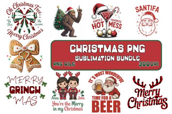 Christmas PNG Sublimation Bundle: Festive Illustrations