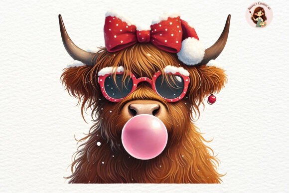 Coquette Christmas Highland Cow Clipart Review