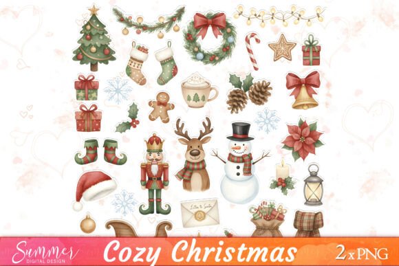 Cozy Christmas Sticker Sheet: Illustrations for Crafters