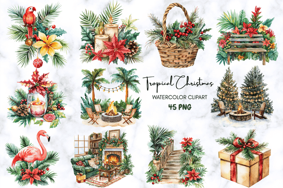 Cozy Tropical Christmas Clipart Review