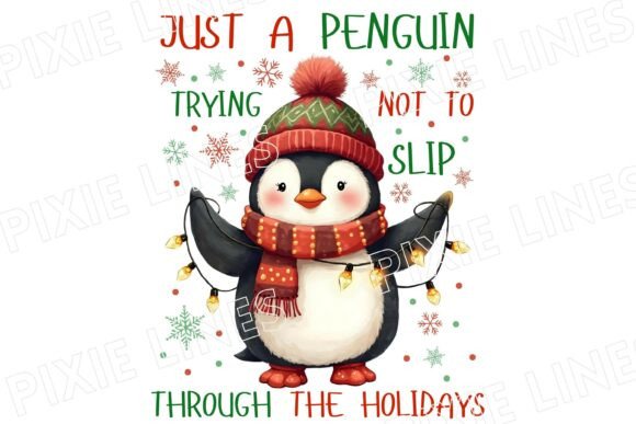 Cute Penguin Christmas PNG: Festive Illustrations