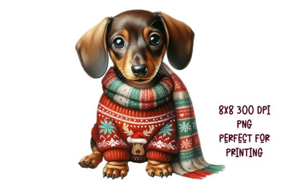 Dachshund Christmas PNG: Festive Illustrations for Crafters