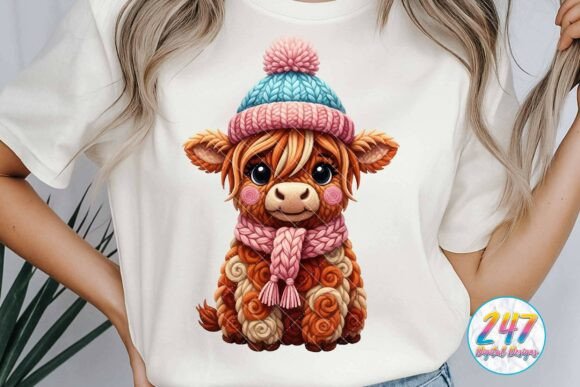Highland Cow Pink Farm Christmas Yarn: Illustrations