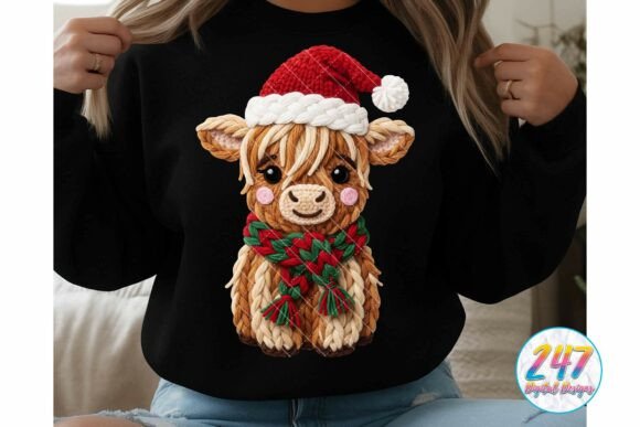 Highland Cow Yarn Christmas Illustrations
