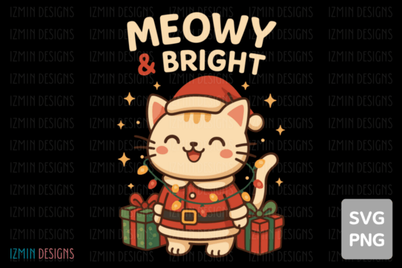 Meowy Bright Christmas Cat Art: SVG & PNG Illustrations