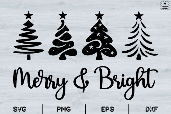 Merry Bright SVG: Christmas Tree Illustrations