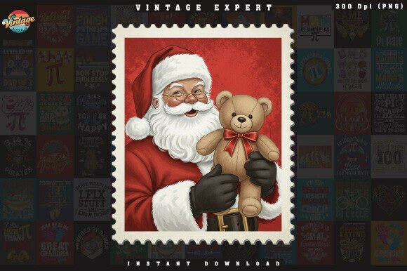 Nostalgic Santa Teddy Bear Illustrations Review