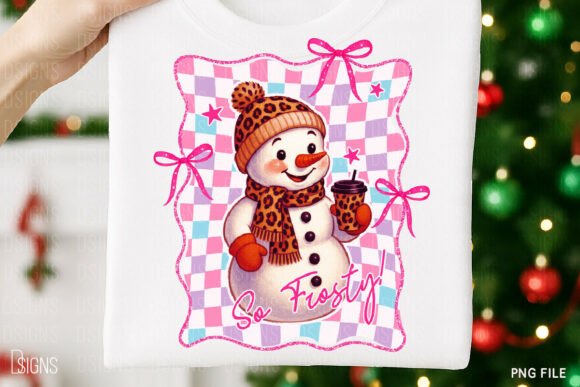 Preppy Christmas Coquette Snowman Png: Editorial Illustrations