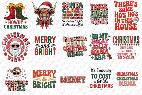 Retro Christmas PNG Bundles: Brand-Ready Illustrations