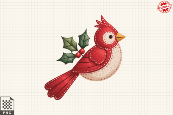 Review: Christmas Patchwork Cardinal Bird Clipar Illustrations