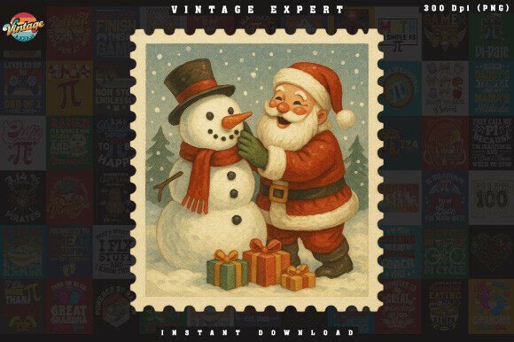 Review: Christmas Stamp Santa with Snowman PNG