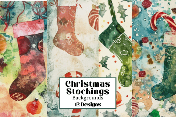 Reviewing 12 Watercolor Christmas Stockings Illust for Embroidery