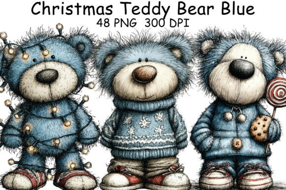 Reviewing Christmas Teddy Bear Blue Clipart for Embroidery