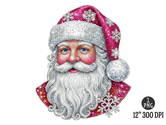 Rhinestone Diamond Christmas Santa Png Illustrations