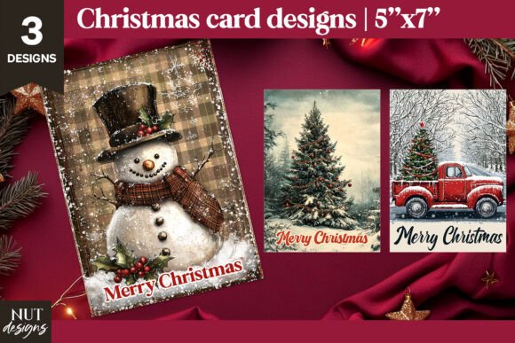 Rustic Christmas Card Trio: Cozy Illustrations