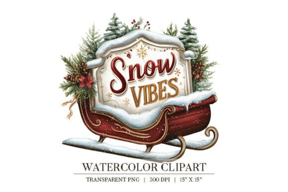 Snow Vibes Christmas Sleigh Clipart: Editorial Illustrations Review