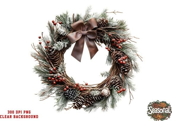Soft Blush Christmas Wreath Clipart: Illustrations Review